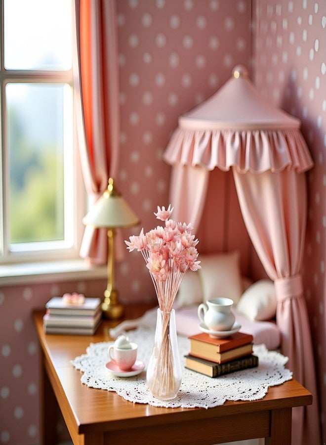 Qintreesify Pink Mini Flower Vase, 1/12 Scale Miniature Dollhouse Accessories Decor, Doll House Mini Flower Bowl Elegant Decoration for Mini Scene Excellent Quality - Image 2